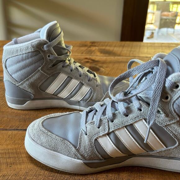 ADIDAS Mens Gray White Neo Label Sneakers High Top Shoes Size 8 - Picture 8 of 10